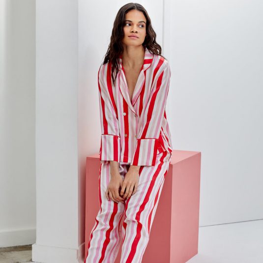 Dietrich Candy Stripe Silk Pyjama Set#