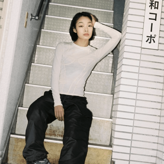 Long Sleeve Corset Bra Cut T-shirt#