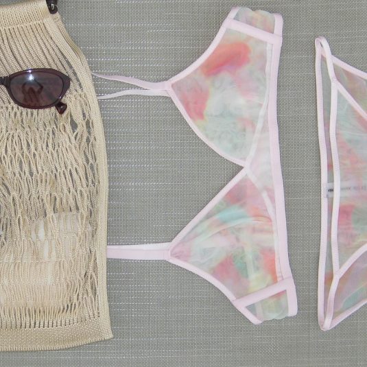 Tulip Print Mesh Bra#
